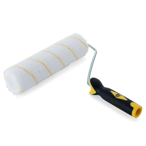 Paint Roller Kit With Nine Inch Frame And Two Microfiber Covers For Walls Ceilings And Floors One Half Inch Nap Designed For Fast DIY Home Painting Projects With Easy Grip Handle And Smooth Application