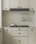 18 Pack Black Cabinet Knobs Zinc Alloy Round Drawer Knob 1-5/8 Inch on modern kitchen cabinets with stove and pots