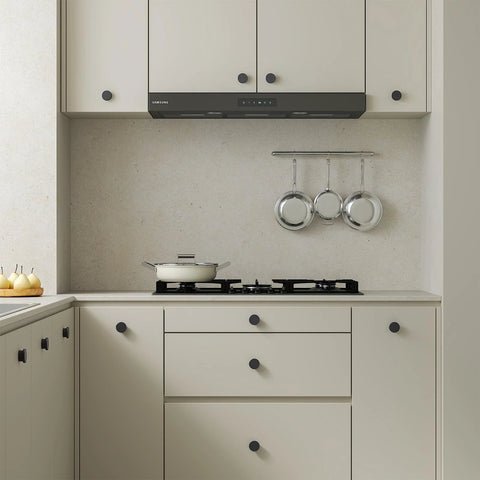 18 Pack Black Cabinet Knobs Zinc Alloy Round Drawer Knob 1-5/8 Inch on modern kitchen cabinets with stove and pots