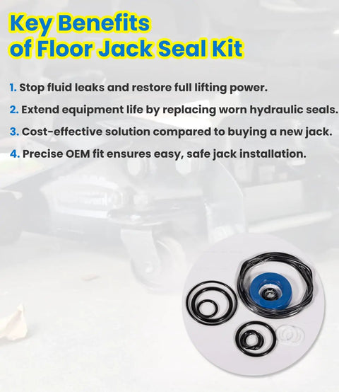Key benefits of the Floor Jack Seal Replacement Kit with O Ring Seals for 3 to 3.5 Ton Jacks from Sears Craftsman and MVP.