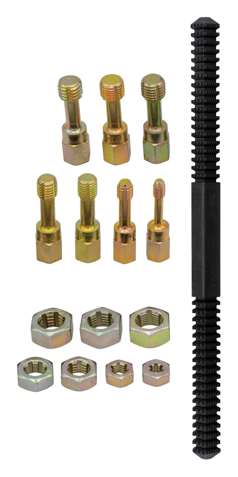 15 Piece Metric Thread Restorer Set Pro Grade With Dies Taps And Restorer File For Damaged Threads M6 To M12 Includes M6 1.00 M8 1.25