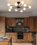 10 Light Sputnik Ceiling Light Fixture In Black And Gold Dope Semi Flush Mount Modern Close To Ceiling For Kitchen