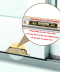 Zero Drama Sliding Patio Door Tandem Roller Assembly Hella Smooth Steel Build With Dope Bottom Roll Action And Quick Snap Mount 2 Pack close-up of roller assembly installation showing adjustment details.