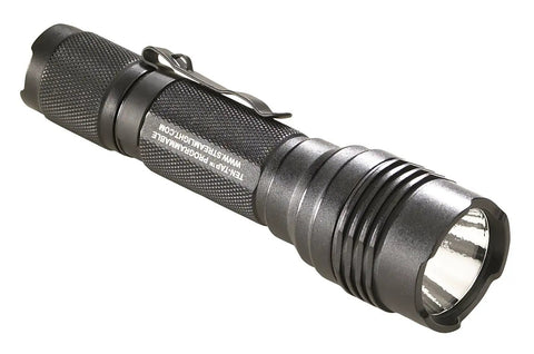ProTac HL 750-Lumen Tactical Flashlight with CR123A Batteries, Holster, Black, IPX7 Waterproof, Anti Roll Head, TEN-TAP Programming