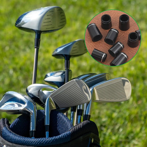 12 Pack Black Golf Ferrules For Tapered Irons, Fits 0.335 0.365 And 0.370 Shafts With Silver Ring, Easy Replacement Ferrule Set
