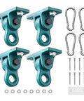 Four Pack Heavy Duty Swing Hangers with screws, bolts for indoor outdoor use up to 1250 lbs each, smooth dual bearing aluminum alloy brackets