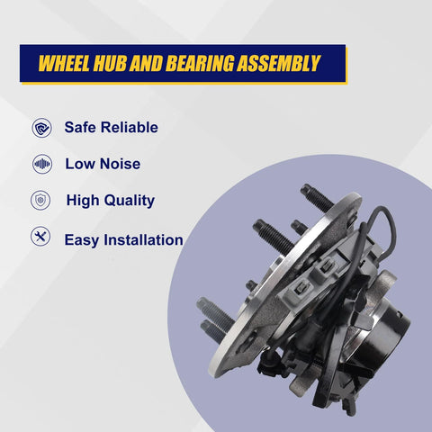 Front Left Wheel Bearing And Hub Assembly For 2004-2008 Chevy Colorado And 2004-2008 GMC Canyon, side view with 6 Lug Bolts and ABS
