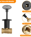 One Half Inch Gas Key Valve Kit For Fire Pit And Fireplace With Flange And Three Inch Key Flat Black Brass Quarter Turn Ball Valve
