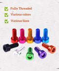 Colorful Aluminum Hex Socket Head Cap Screws Set 30 Pcs M3 M4 M5 M6 Sizes Light Duty Full Thread Bolts For Electronics Bicycles And DIY Projects Dope Orange Finish Rust Resistant Lightweight And Easy To Install, assorted colors and sizes on display