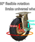 Heavy Duty 2 Pack Of 8 Inch And 10 Inch Rubber Casters With Side Brakes Built Like A Tank Steel Brackets Handle Up To 440 Lbs Shock absorbing pneumatic wheel with 360° rotation and brake.