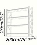 Heavy Duty Four Tier Garage Shelving Unit Built Tough With Diagonal Support Beams dimensions 200cm height and 60cm depth.