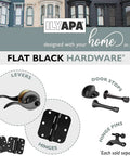 Wave Style Passage Door Levers With Keyless Non Locking Interior Handles for Hall and Closet Doors shown with flat black hardware