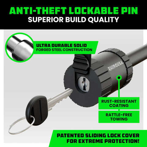 2.5 Inch Trailer Hitch Pin With Locking Receiver For Class V Hitches Heavy Duty Solid Steel Anti Theft And Weatherproof Build Keeps Your Rig Locked Down Tight Against Thieves And Rough Trails