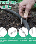 Heavy Duty Landscape Stakes Kit 100 Pack in 4 Inch 6 Inch 8 Inch and 10 Inch 11 Gauge Galvanized Staples securing irrigation tubing