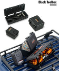 12 Piece Red RC Crawler Accessory Kit Black Tool Box for 1/18 TRX4M and 1/24 Axial SCX24 with realistic scale details