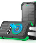 Beast 49800mAh Solar Power Bank With Wireless Charging 22W Fast Charge Built In 4 Cables USB C, showing dual flashlight.