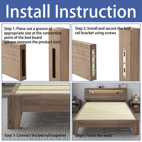 Heavy Duty Bed Rail Fasteners 4 Pack Featuring Mortise Design And Rustproof Steel Brackets For Bed Frame Repair Includes Screws No Sweat Setup Rock Solid Build Knockout Quality