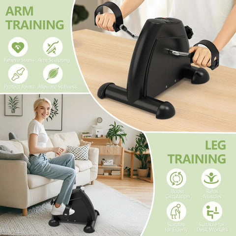 Under Desk Elliptical And Mini Exercise Bike For Easy At Home Or Office Workouts, Seated Leg And Arm Exerciser