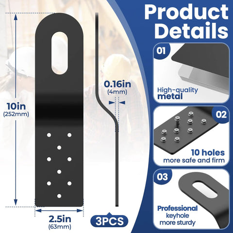 Heavy Duty Permanent Roof Safety Anchor Set For Fall Protection holds tight on wood or metal surfaces, showcasing metal anchor with 10in length.