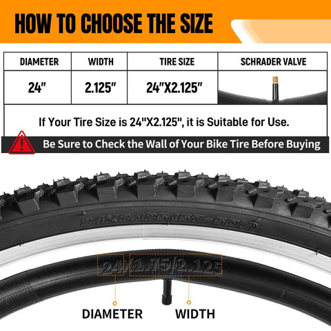 2 Pack 24 Inch Mountain Bike Tire Set Foldable Puncture Resistant Tires With 24 By 1.75 2.125 Inch Tubes And Repair Tool Kit