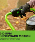 Close-up of 82V Brushless Earth Auger Power Head With 4.0Ah Battery And Dual Port Charger handle, showing speed settings.