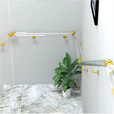 Hella Tough Clear Acrylic Railing One Point Six To Nineteen Point Seven Feet wall mounted safety barrier in stylish indoor setting.