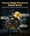 Universal Three Quarter Inch Garden Hose Quick Connect Fittings Set With Leak Proof Ring, metal build, rust-resistant.