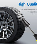 Tire Repair Rubber Nail Kit With Extraction Pliers Screwdriver And Gloves 40 Piece Vacuum Tire Repair Screws Emergency Tubeless Tire Plug Kit For Car Motorcycle Truck SUV ATV shown with a tire and screw close-up.