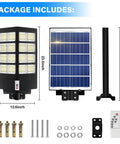Package components for 600W Solar Street Light With Motion Sensor Dusk To Dawn 6500K Daylight White Flood Lighting IP67 Waterproof