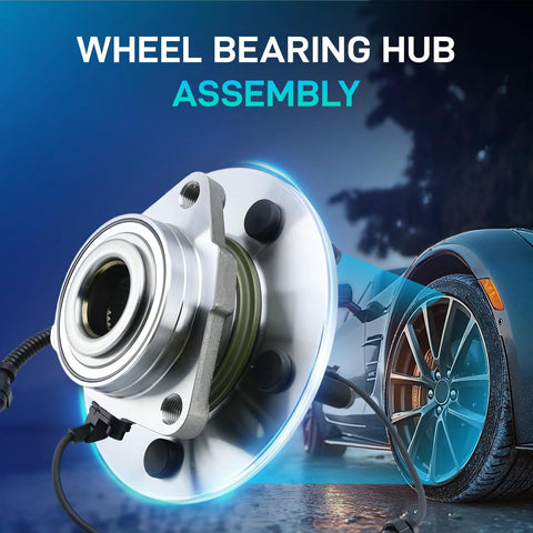 Front Wheel Bearing And Hub Assembly For Ram 1500 And Ram 1500 Classic 2012 To 2022 Front Left And Right 5 Lug Hub With ABS Sensor Wire 3 Bolt Triangular Flange Replacement Ready To Roll