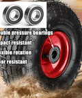 Heavy Duty Trolley Casters With 8 Or 10 Inch Swivel Rubber Wheels delivering shock absorption, showcasing double pressure bearings and red wheel.