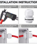 Installation guide for 100 Pack 3/4 In NPT Grey Nylon Cable Gland Waterproof IP68 PA68 Adjustable Locknut Cord Grip
