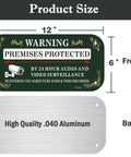 Real Sturdy Aluminum Video Surveillance Signs 2 Pack Keep Your Property Locked Down Smooth Motion Warning Decals 12x6 inches with audio alert