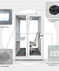 Rock Solid Soundproof Office Pod Featuring Tight Acoustic Sealing For Mobile Focus Booth with Smart LED and air exchange system.
