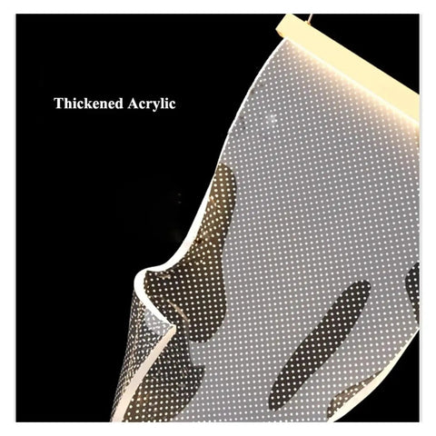 Thickened acrylic panel detail of the Sleek Modern Acrylic Led Chandelier Drops Fresh Warm Glow For Living And Dining Rooms.