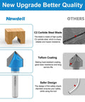Diagram of Six Piece Round Nose Router Bit And 90 Degree V Groove Router Bit Set With One Quarter Inch Shank, features labeled.