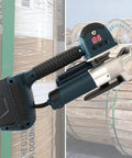 Portable Electric Strapping Machine Kit With Hot Melt Welding Action For Effortless PP PET Strap Sealing On Cartons And Pallets, handheld design with display.