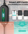 Hella Smooth Level 2 Ev Charger With 32 Amp Charge And Built In Wifi showing smart APP control feature and charging status display.