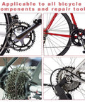 Close-up of bicycle gear and chain system with repair tools for Four-Piston Hydraulic Disc Brake Kit For Mountain Bikes.