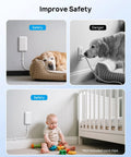 3 Ft Flat Extension Cord With Ultra Thin Outlet Cover Slick Low Profile Plug in safe living room with pets and baby.