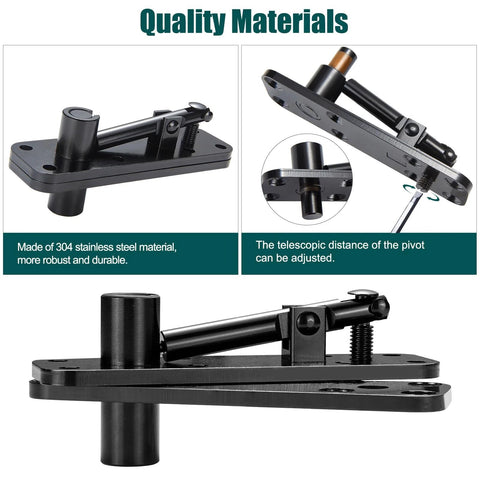 Heavy Duty Hidden Door Pivot Hinge For 360 Degree Rotation, 573 Lb Load Bearing, shown in 304 stainless steel with screws and driver