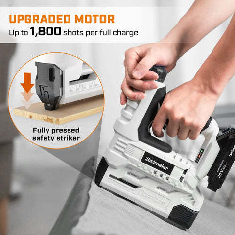 Hella Efficient Zero Cord Hassle 20V Cordless Brad Nailer And 18 Gauge Stapler Two In One Power Tool Kit Including Battery And Nails For Rock Solid Carpentry And Upholstery Restoration Work