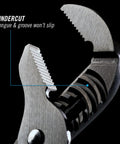 Close-up of 16 Inch Tongue And Groove Pliers With Laser Heat Treated Teeth For A Super Grippy Hold Heavy Duty Channel Locks, undercut design.