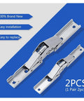 Easy Install Kitchen Cabinet Folding Door Hinges Set Two Pack 90 Degree Frame Mount Solid Cold Rolled Steel Double Nickel Plated Rust Resistant Quiet Slow Close Mechanism Simple Screwdriver Assembly No Drills Required shown in packaging