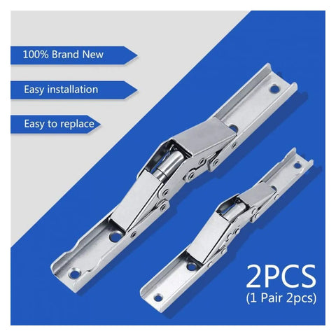 Easy Install Kitchen Cabinet Folding Door Hinges Set Two Pack 90 Degree Frame Mount Solid Cold Rolled Steel Double Nickel Plated Rust Resistant Quiet Slow Close Mechanism Simple Screwdriver Assembly No Drills Required shown in packaging