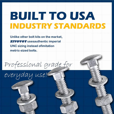 Heavy Duty 3/8 X 4 Carriage Bolt Kit Built To Last, Hot Dip Galvanized Grade 307A With 50 Pack, Includes 3/8 Inch USS Flat Washers And 3/8-16 Hex Nuts, Exterior Construction Ready, Gray Finish, bolts with washers and nuts
