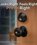Colonial Door Knob Set With Keyed Alike Deadbolt Black Smudge Resistant Finish on wood door interior view