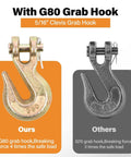 Comparison of G80 grab hook versus G70 hook from Two Pack G80 Trailer Safety Chain Set 5 Sixteenth Inch By 10 Foot.