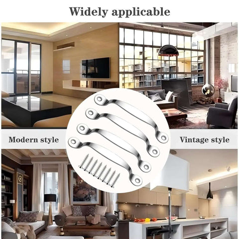 Four Pack 3.5 Inch Stainless Steel Door Pull Handles With Screws in modern and vintage home settings