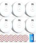 Must Have 10 Year Battery Smoke Alarm With Photoelectric Sensor For Home And Bedroom UL217 Listed Fire Safety Alarm With Low Battery And Fault Warning GS525A 6 Pack, 3M mounts, 3V battery
